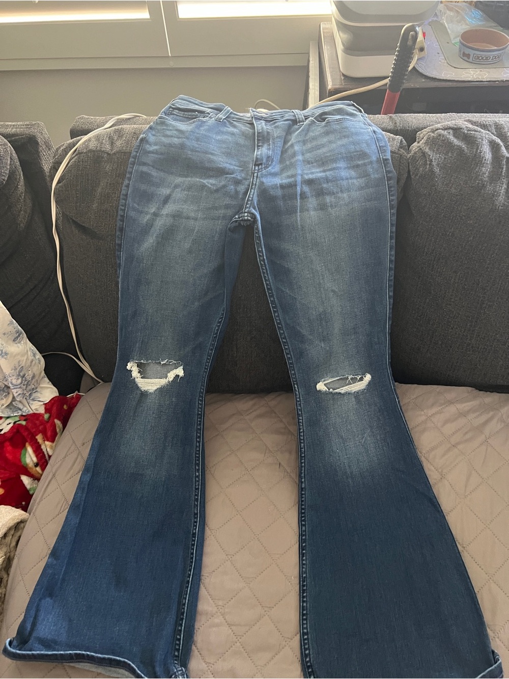 Hollister Blue Distressed Flare Jeans